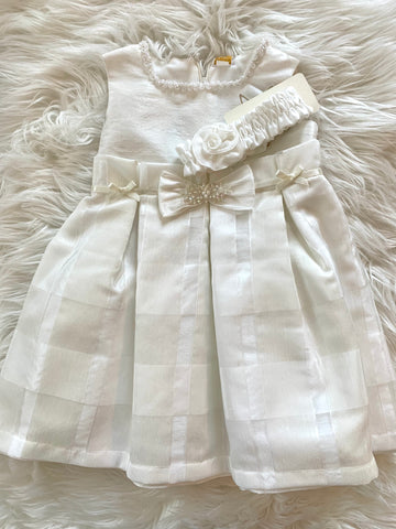 Linen Crystal Bow Dress