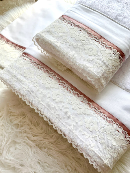 Rose Gold and Ivory Lace Ladopano Set