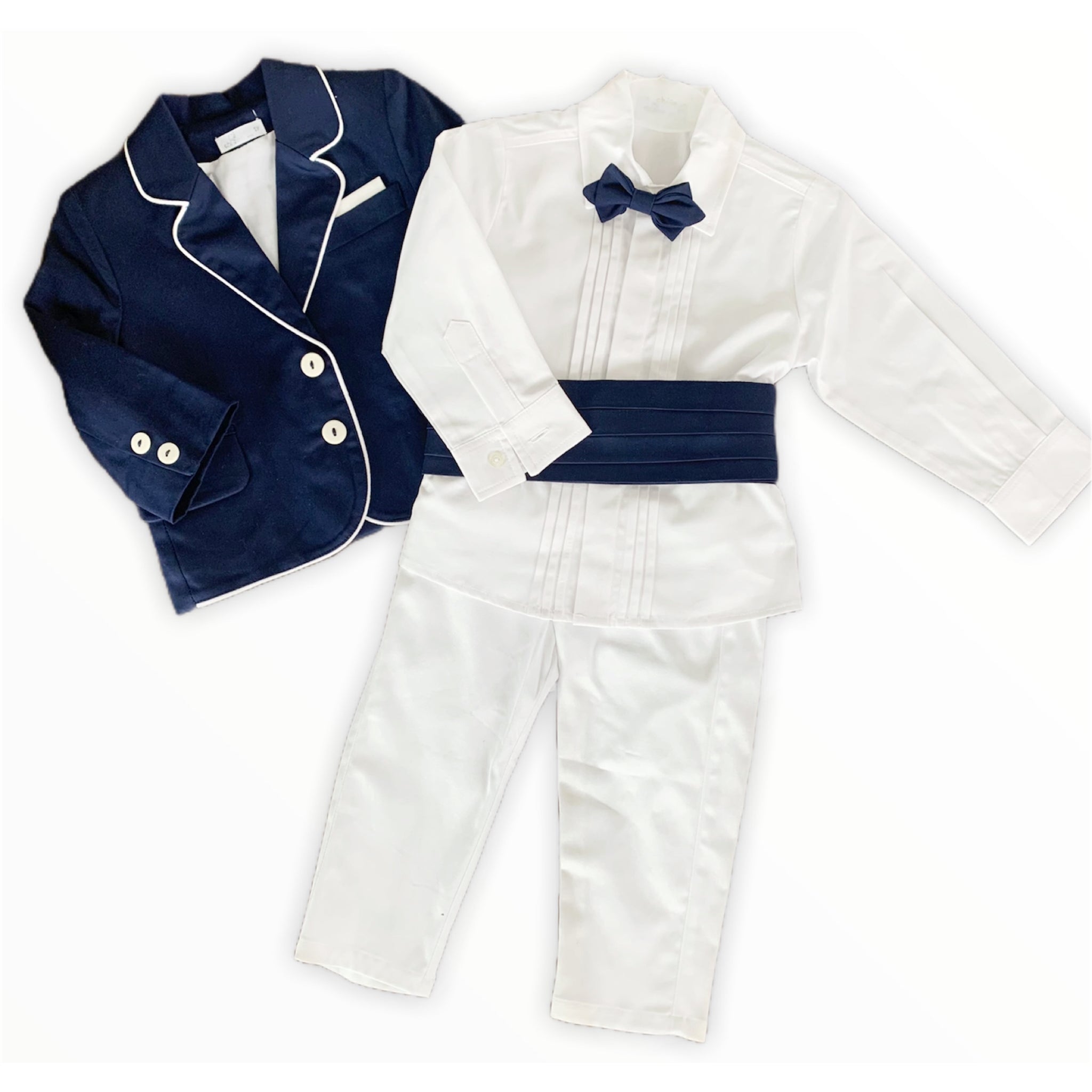 Greek Cotton Navy Baptismal Suit