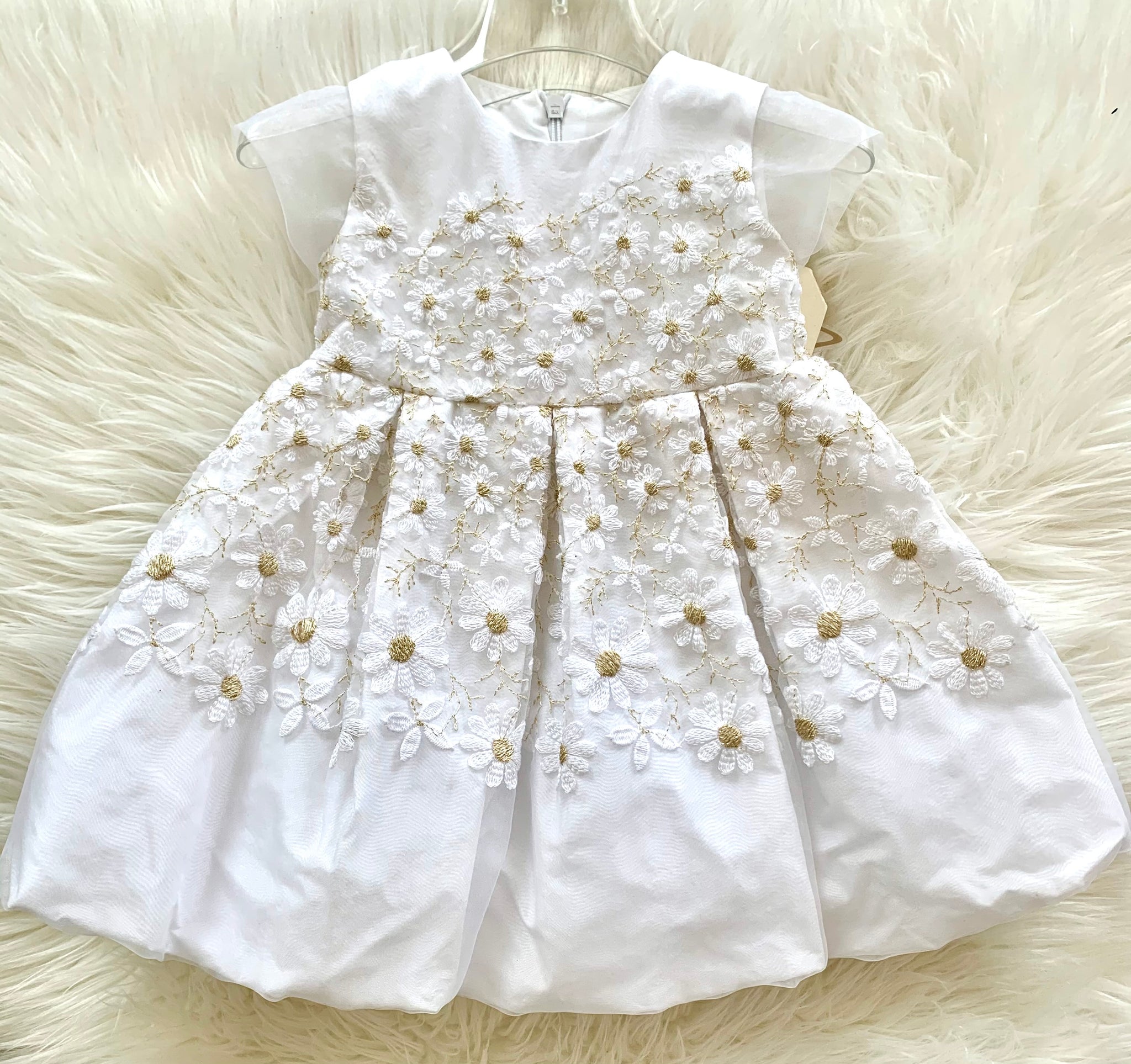 Stella White and Gold Floral Baptismal Dress