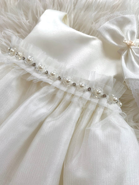 Off-White Diamond and Pearl Baptismal Dress