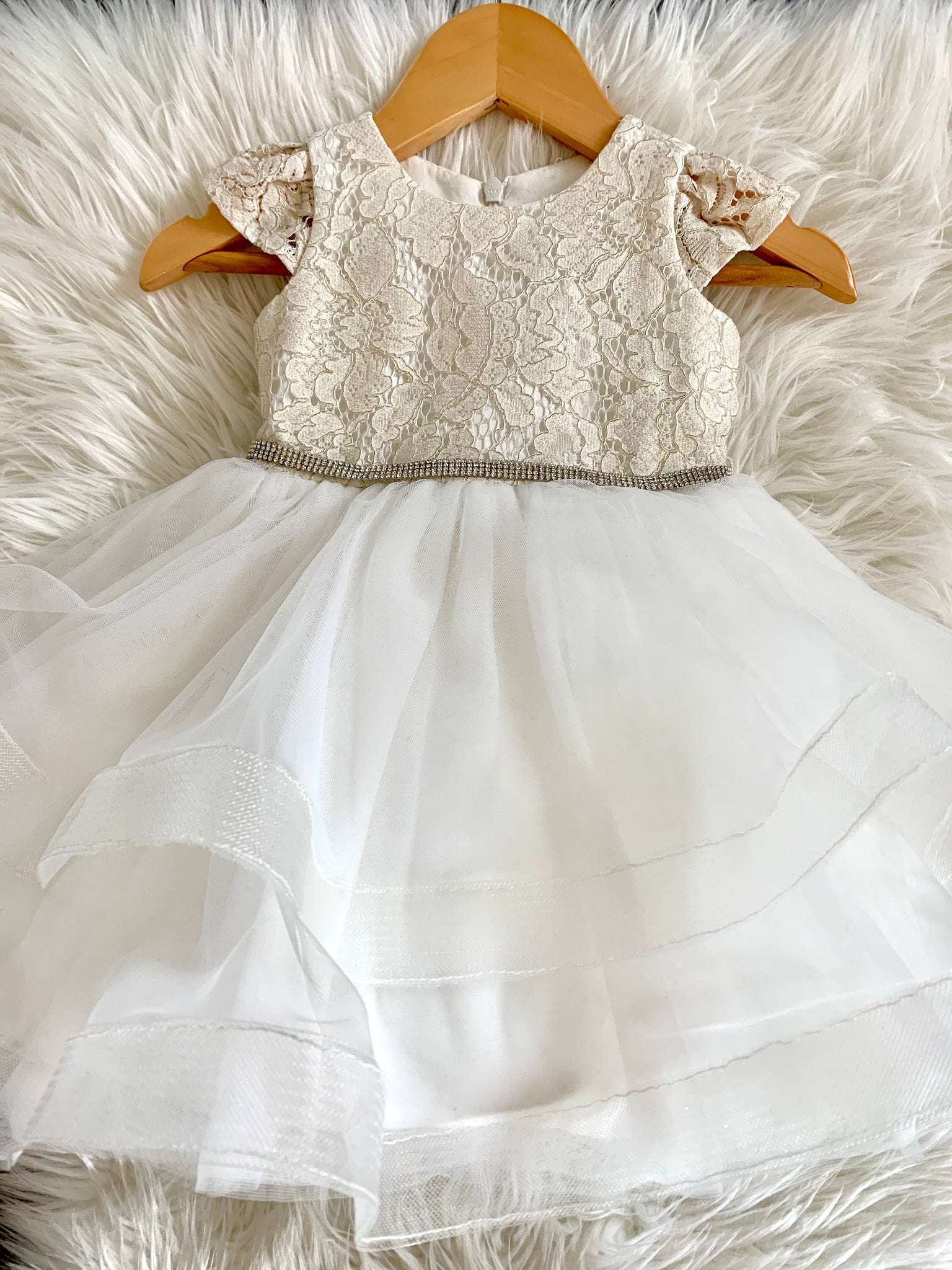 Teter Warm Off-White and Gold Layered Baptismal Dress