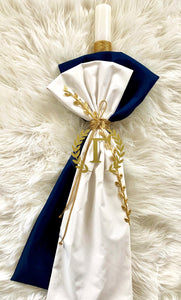 Navy and Gold Olive Vine Leaf Personalized 3ft Lambatha