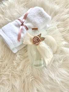 Ivory and Rose Gold Floral Oil Bottle Set