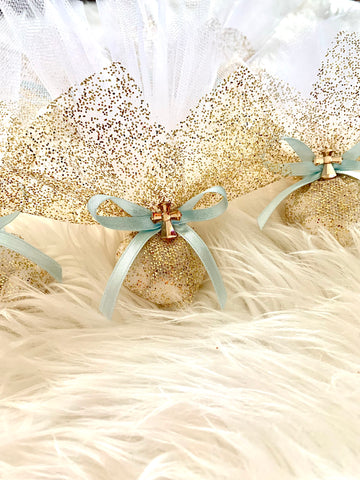 Gold and Baby Blue Bonbonniere