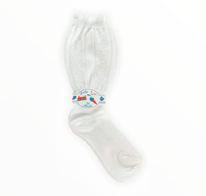 Girls White Cotton Knee High Socks - Size 2 (EU.23/24)