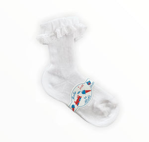Girls White Cotton Socks - Size 1 (EU.21/22)