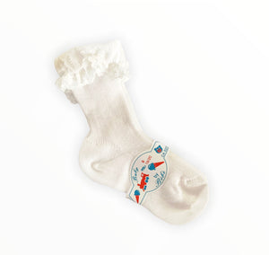 Girls Ivory Cotton Socks - Size 0 (EU.19/20)