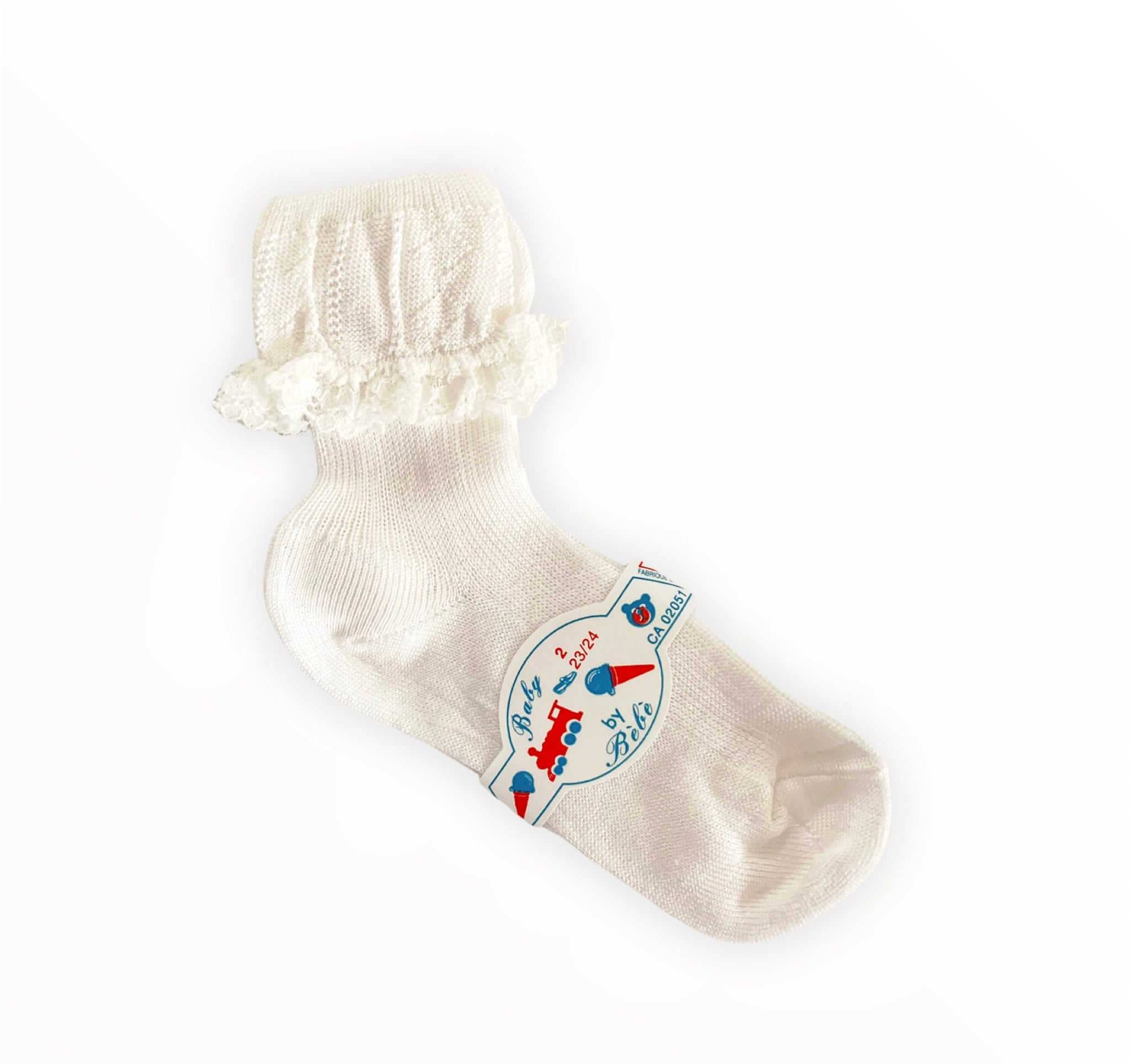 Girls Ivory Cotton Socks - Size 2 (EU. 23/24)