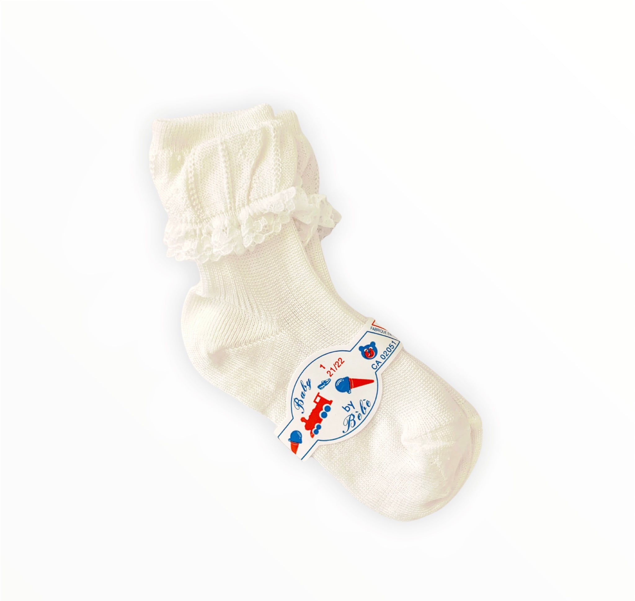 Girls Ivory Cotton Socks - Size 1 (EU.21/22)