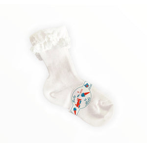 Girls White Cotton Socks - Size 0 (EU.19/20)