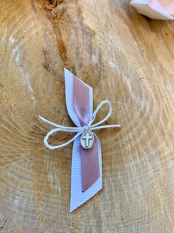 White and Rose Gold Upright Bow Martyiko/Witness Pin