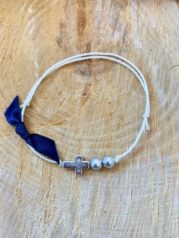 Navy Ribbon Bracelet Martyiko/Witness Pin