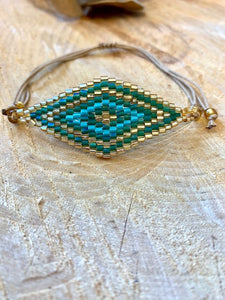 Bohemian Gold and Turquoise Mati Bracelet