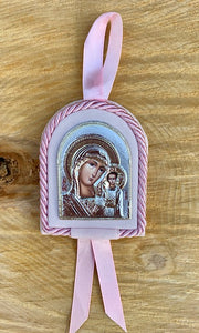 Pink Virgin Mary Icon 7.5 x 6 cm