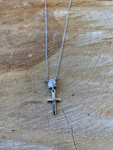 Sterling Silver Diamond Cross Necklace
