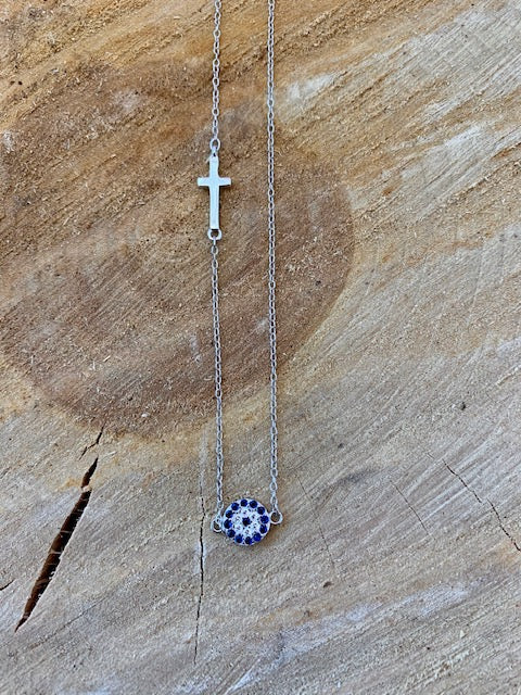 Mati and Cross Necklace