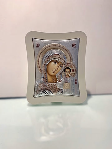 Silver Virgin Mary Icon 25 x 21 cm
