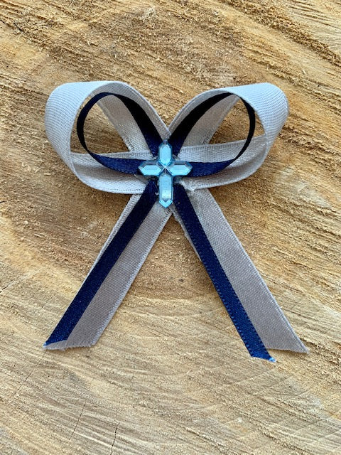 Silver and Navy Bow Martyiko/Witness Pin
