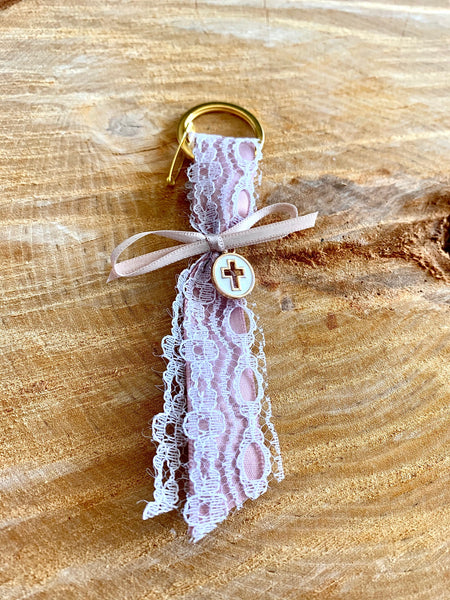Rose Gold and White Lace Keychain Martyiko/Witness Pin