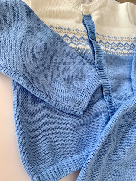 Blue Knit Suspender 3 Piece Outfit