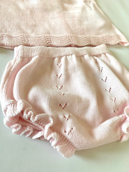 2 Piece Baby Pink Knit Outfit