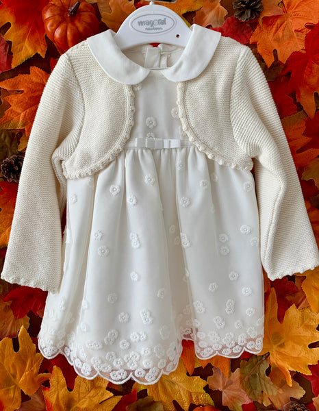 Floral Embroidered Knit Cardigan Dress