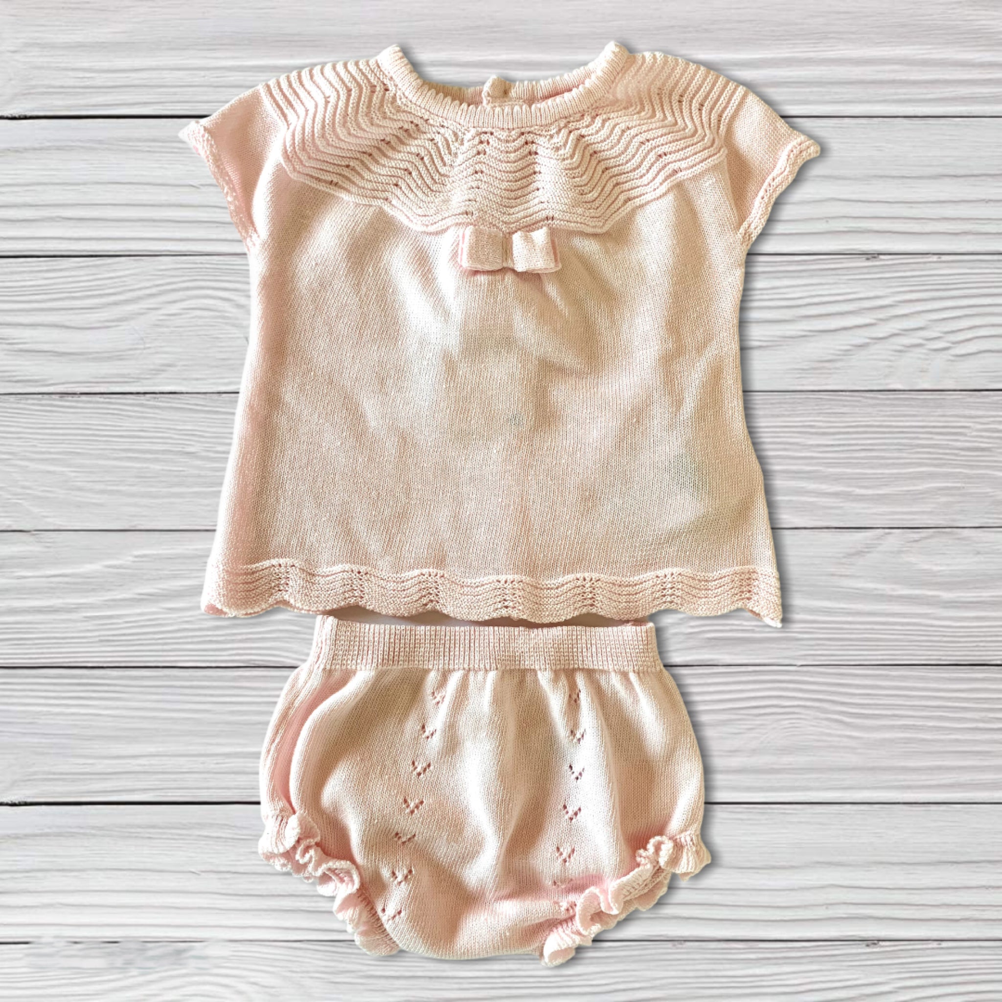 2 Piece Baby Pink Knit Outfit