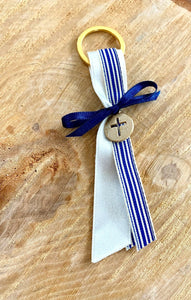 Navy Striped and Ivory Keychain Martyiko/Witness Pin