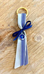 Navy Striped and Ivory Mati Keychain Martyiko/Witness Pin