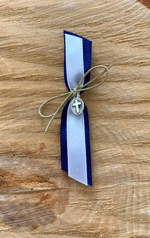 Navy, White and Gold Upright Bow Martyiko/ Witness Pin