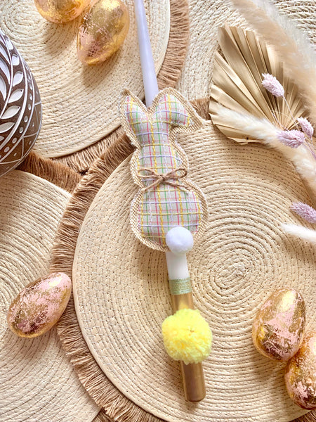 Pastel Yellow Bunny Easter Candle