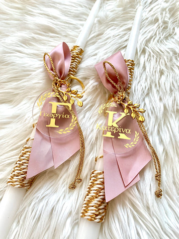 Personalized Rose Gold Name Keychain Easter Candle