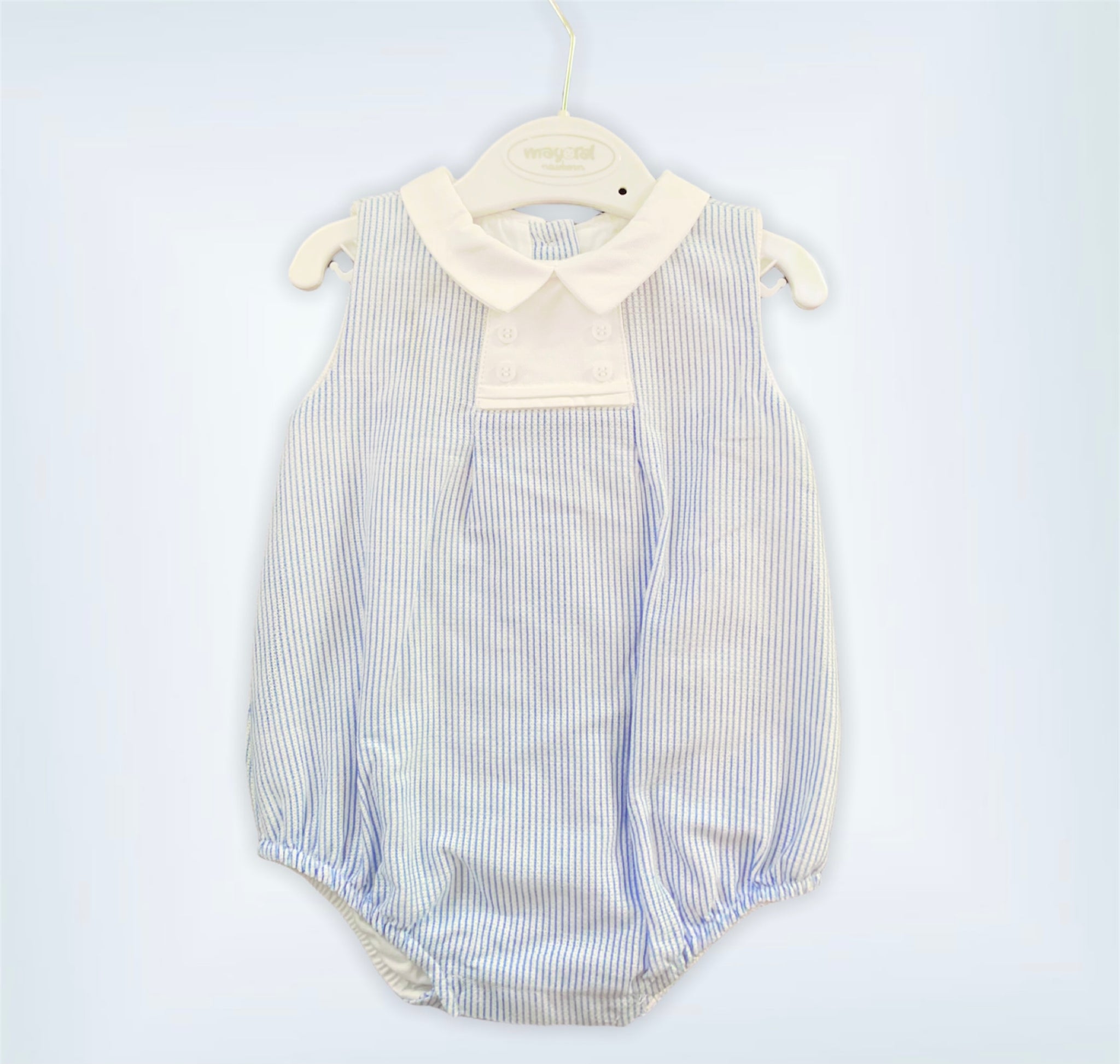 Baby Blue Striped Cotton Onesie