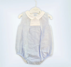 Baby Blue Striped Cotton Onesie
