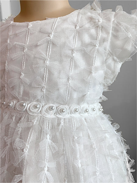 White Pearl Flower Dress