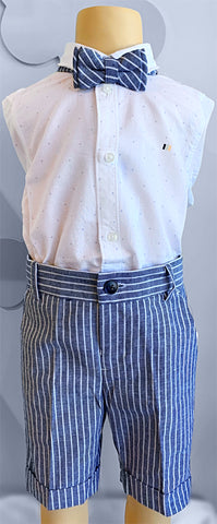 Mayoral 2 piece Cotton shirt and Linen shorts with bow tie