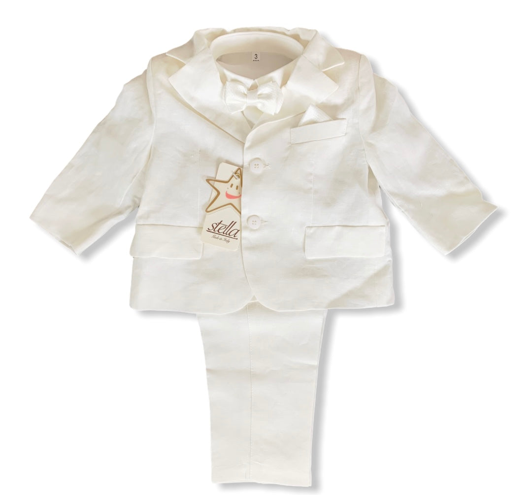 Stella Linen Ivory Baptismal Suit