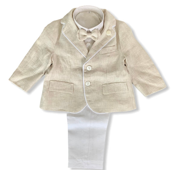 Stella Natural Linen Print Baptismal Suit