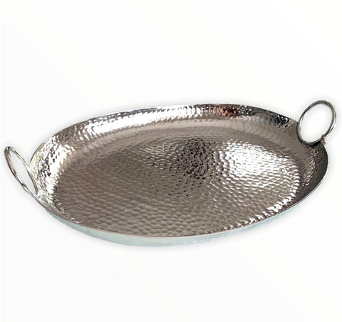Silver Oval Hammered Tray