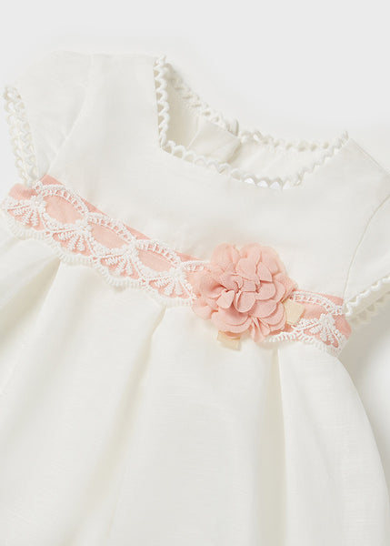Off-White Linen Blossom Dress