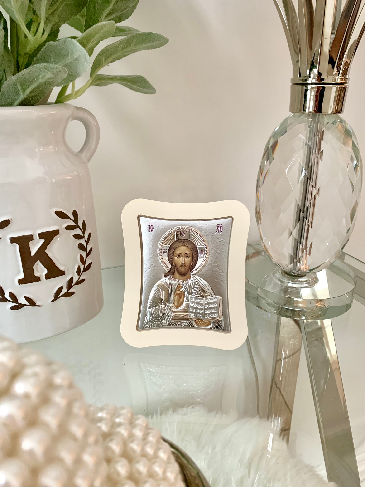 Silver Christ Icon 11.0 x 12.9 cm