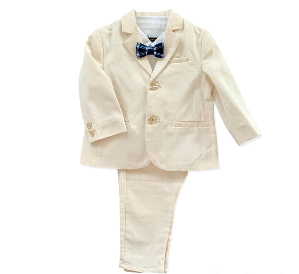 Natural and Navy 5 piece Baptismal Suit
