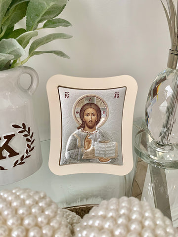 Silver Christ Icon 18.6x15.8